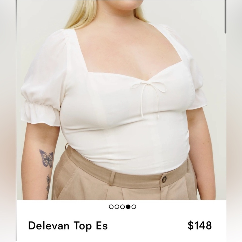Reformation Delevan top Es size 18 in gossamer (white)